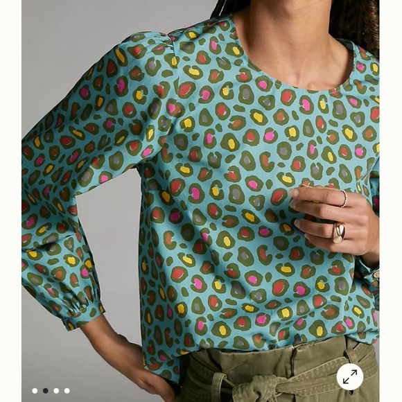 Anthropologie Farm Rio PuffSleeved Blouse XL - Picture 2 of 8